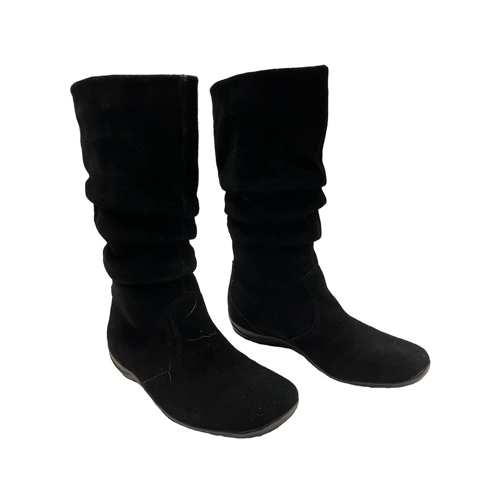 NATURALIZER Women New Black Suede Mid Calf Boots Rubber Sole Sz 6.5M